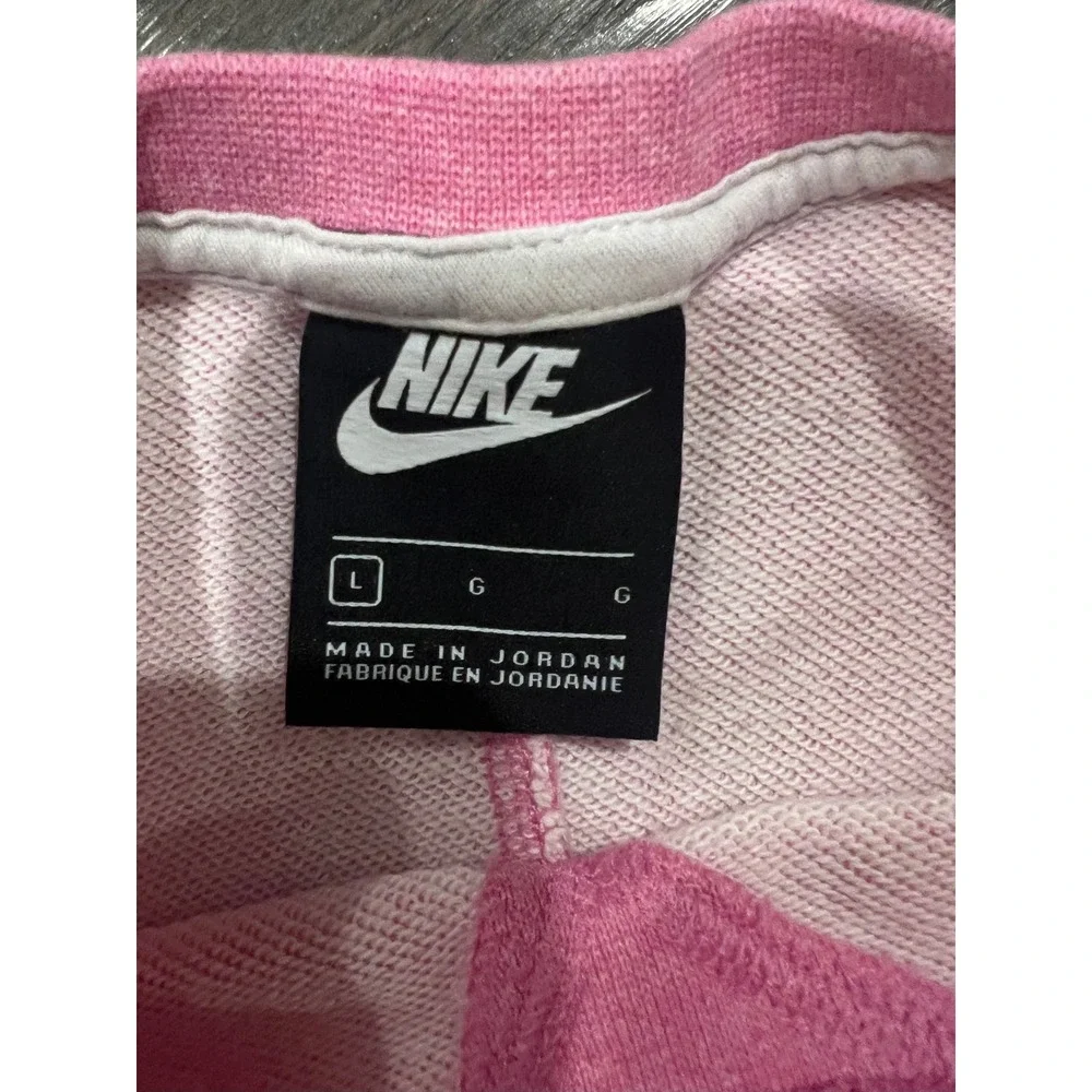 Nike Girls Pink Short Sleeve Sweatshirt Kangaroo Pocket Logo Pullover Large L